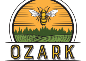 Ozark Honey Bee Farm official logo featuring a honey bee and honeycomb design.